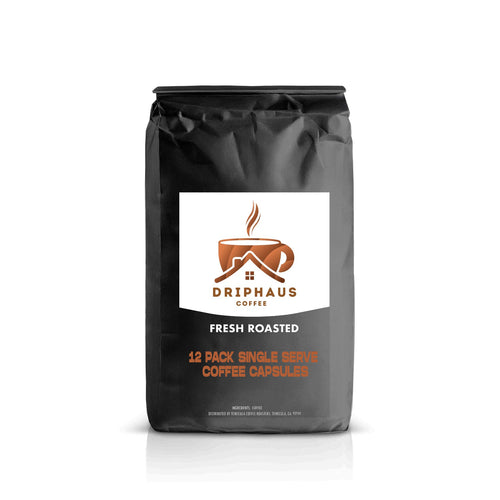 Driphaus Coffee package with a black background