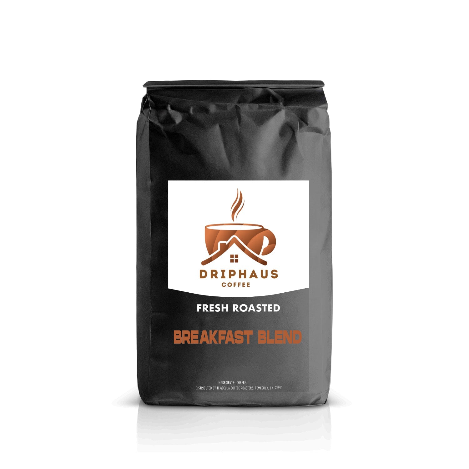 Driphaus Coffee Breakfast Blend coffee bag on a white background