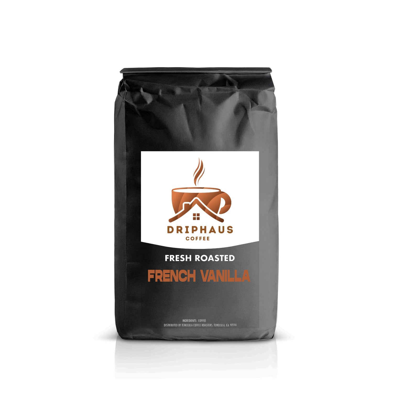 Driphaus Coffee French Vanilla coffee bag on a white background